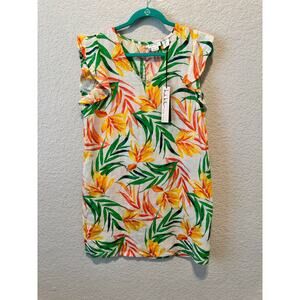MWT Women's Nicole Miller Dress Tropical Floral Size S 100% Linen